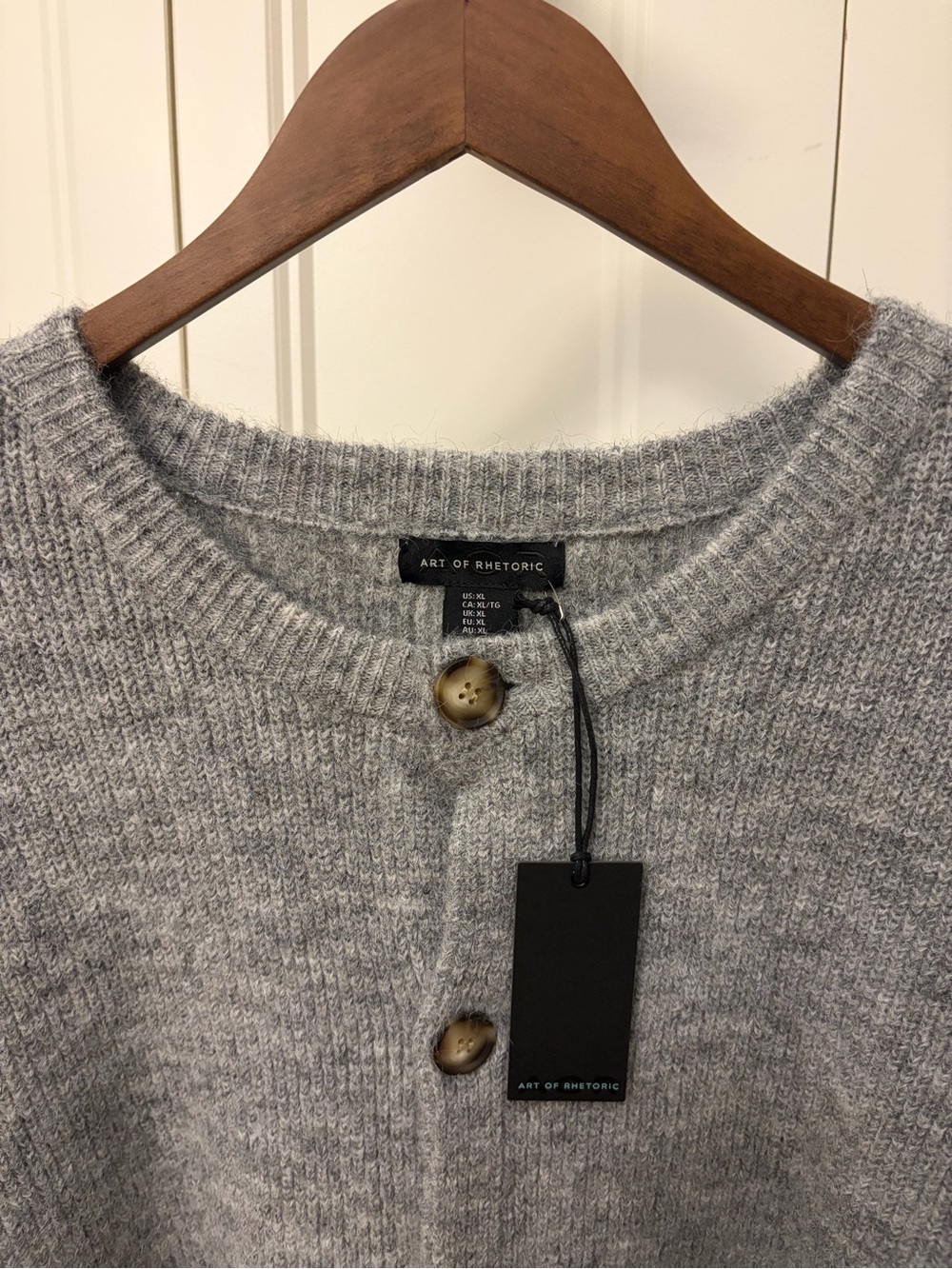 Art of Rhetoric Heather Gray Button Front Knit Cardigan-wool blend